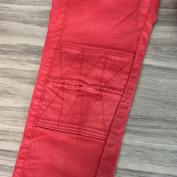 ISABEL MARANT POUR H&M RED WAXED MOTO BIKER PANTS SIZE 6 - Picture 5 of 16